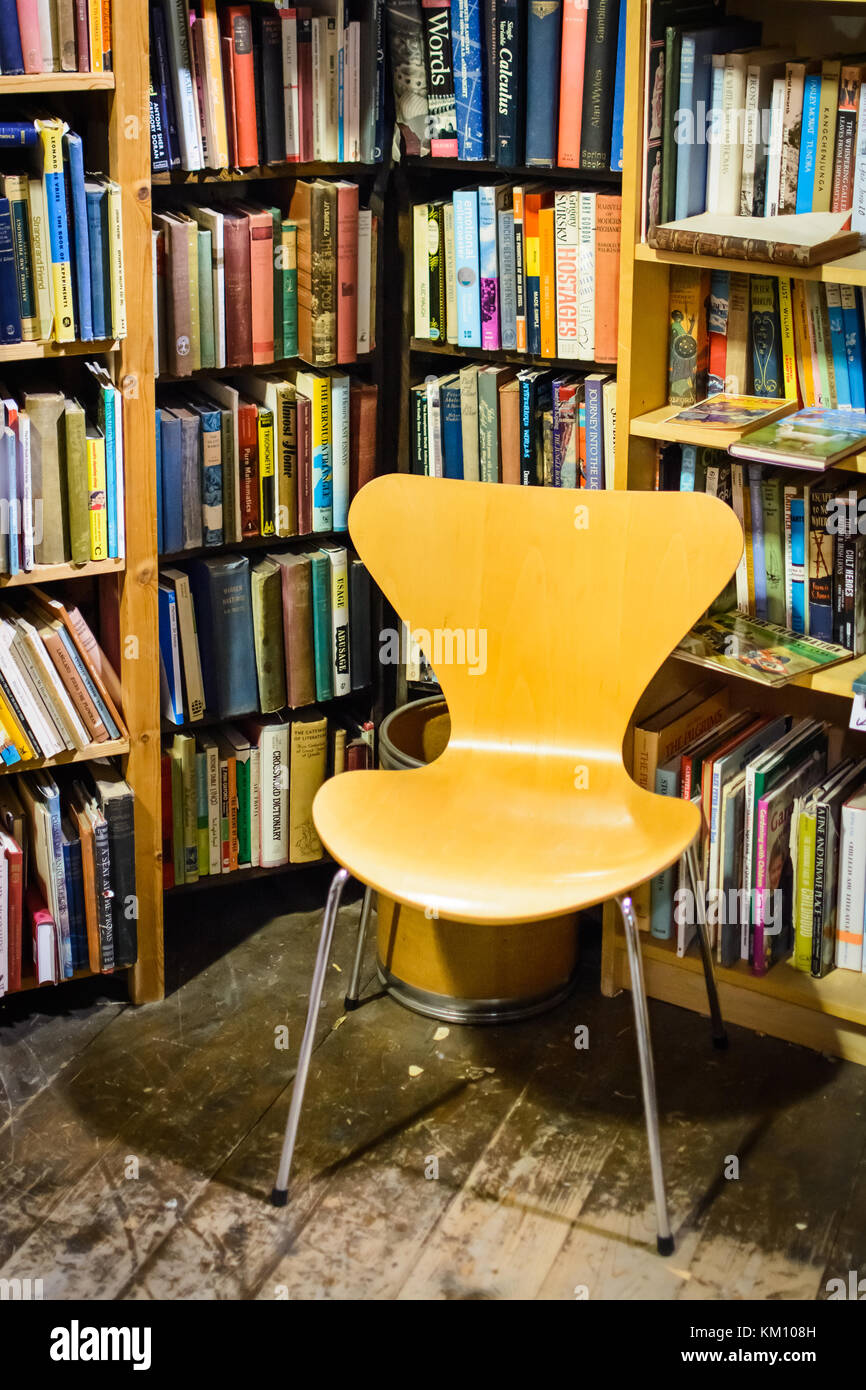 Empty chair in a book store in Camden Market. London, 2014. Portrait