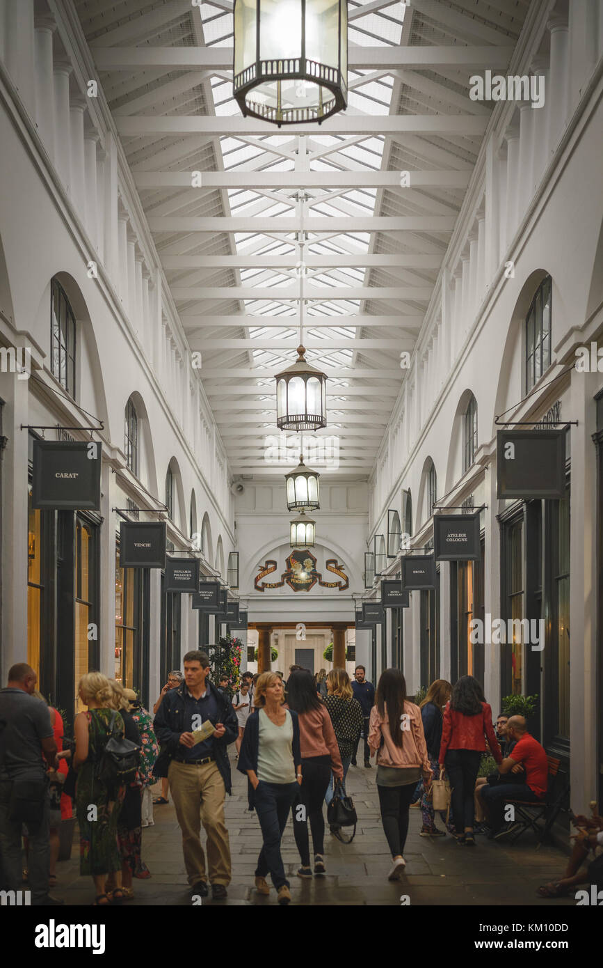 Shopping gallery in Covent Garden. London (UK), July 2017. Portrait format. Stock Photo