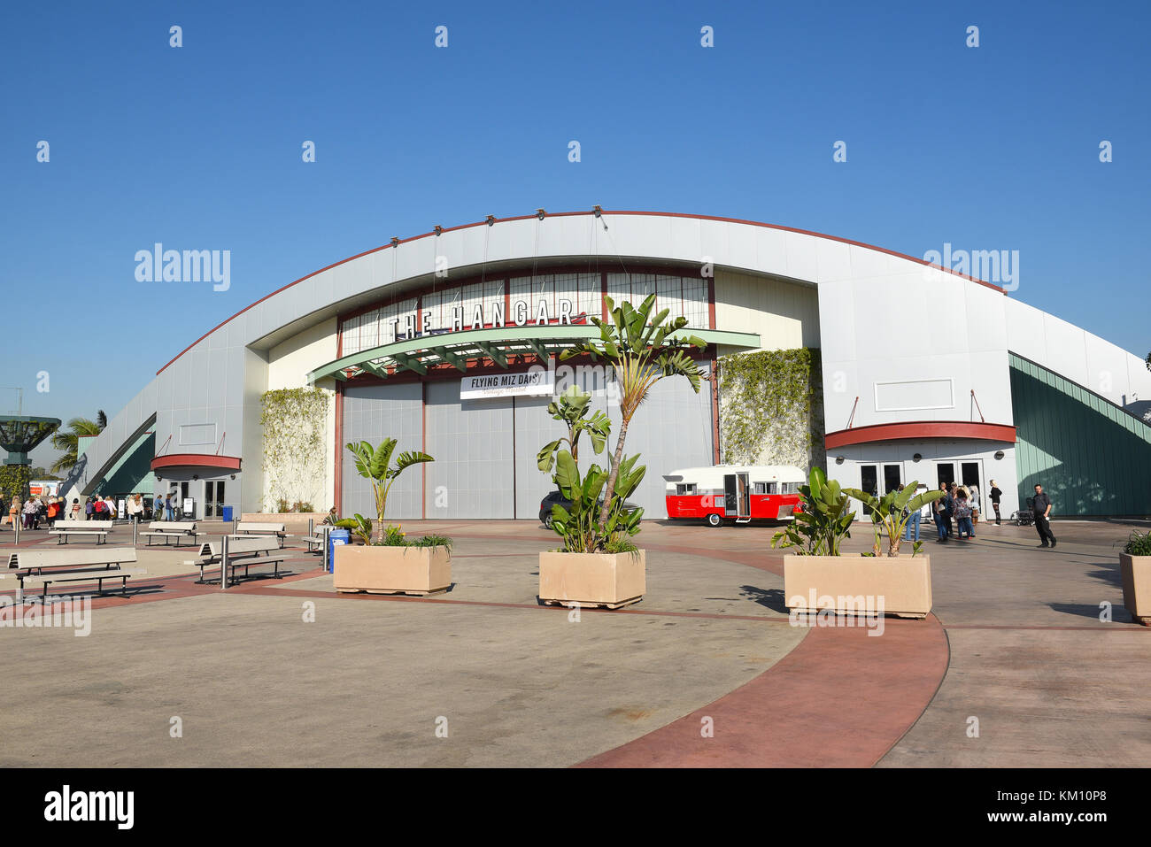 COSTA MESA, CA - DEC 1, 2017: The Hangar at the OC Fair and Event Center. The renovated airplane hangar hosts concerts and event throught the year. Stock Photo