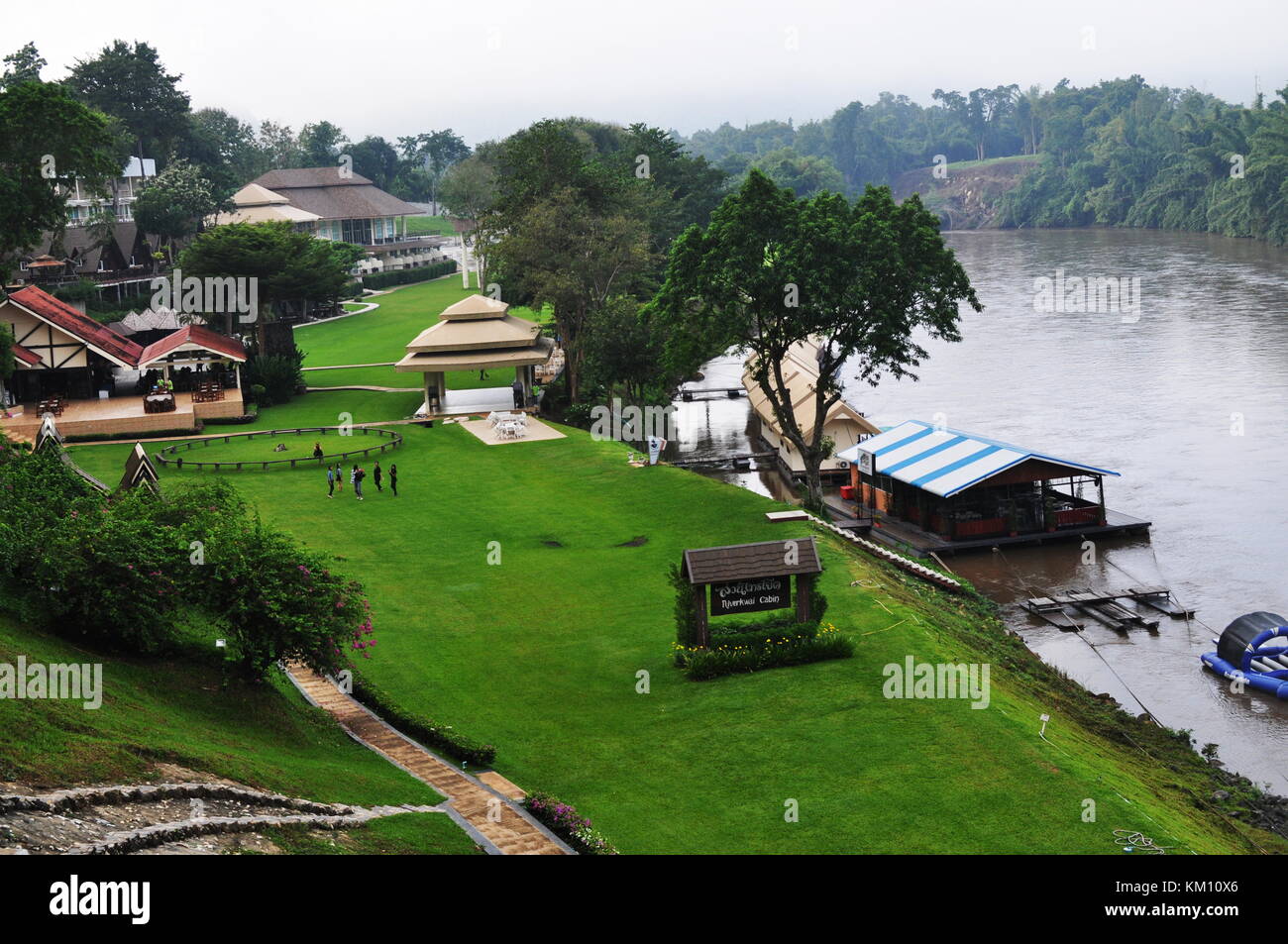 Floating House In River Kwai Kanchanaburi Thailand Stock Photo