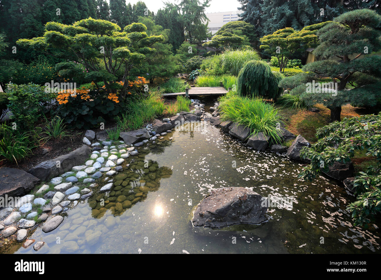 View inside the Japanese Kasugai gardens, Kelowna City, Okanagan valley