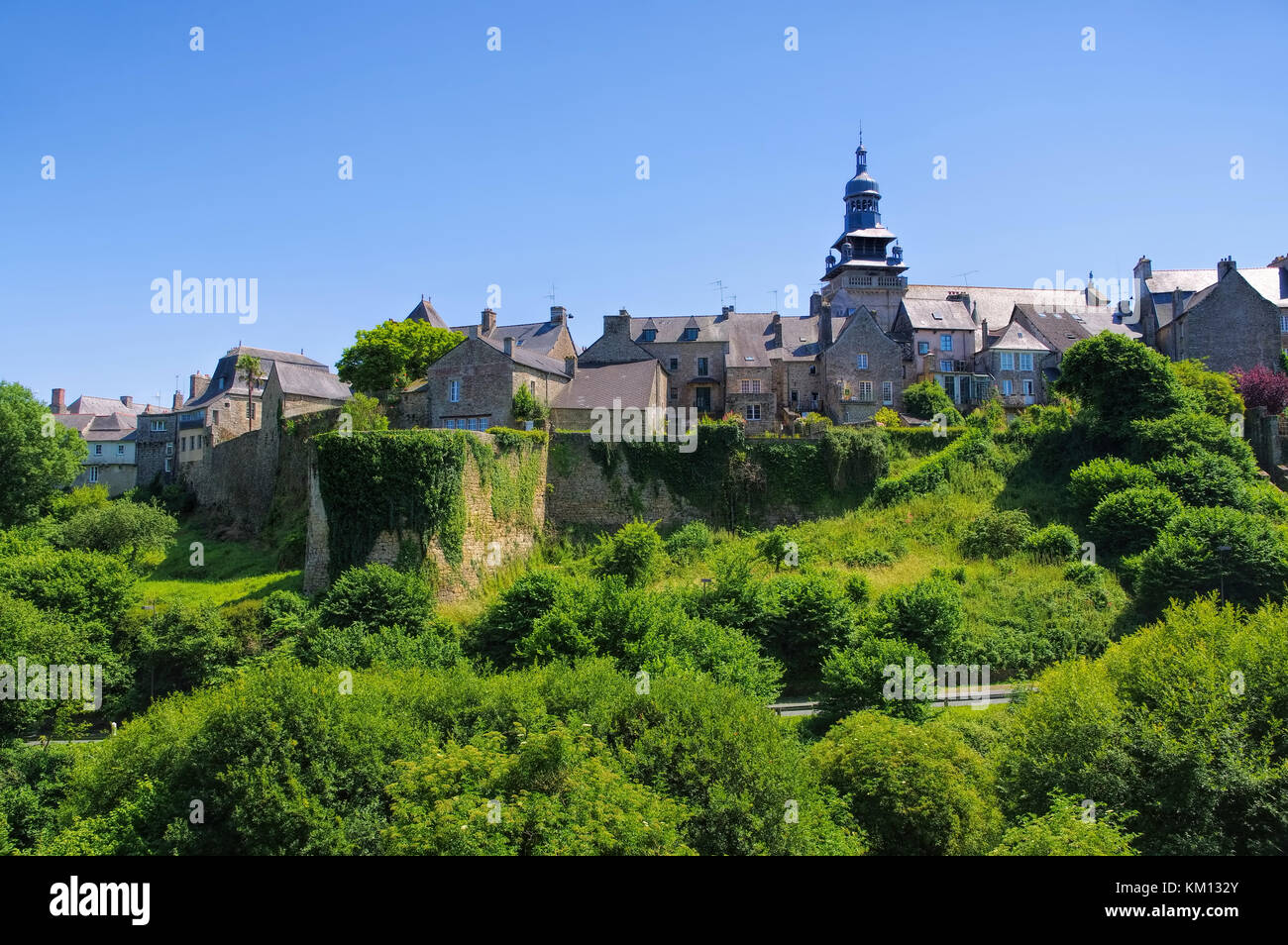 Medieval houses in Moncontour, Cotes d'Armor, Brittany, France Stock Photo