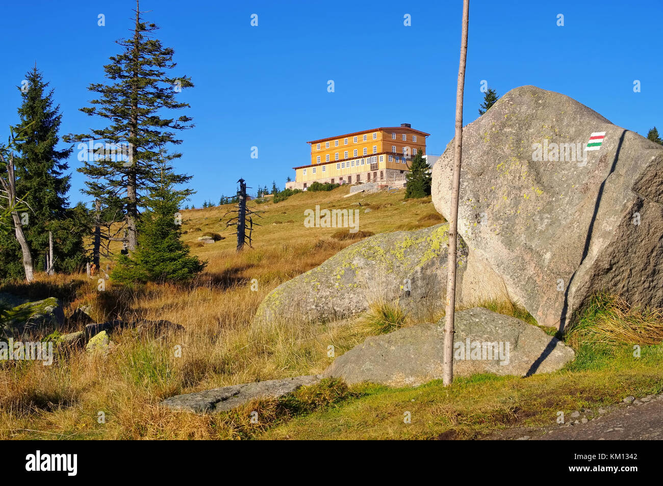Petrova bouda Mountain hut in Giant Mountains in Bohemia Stock Photo ...