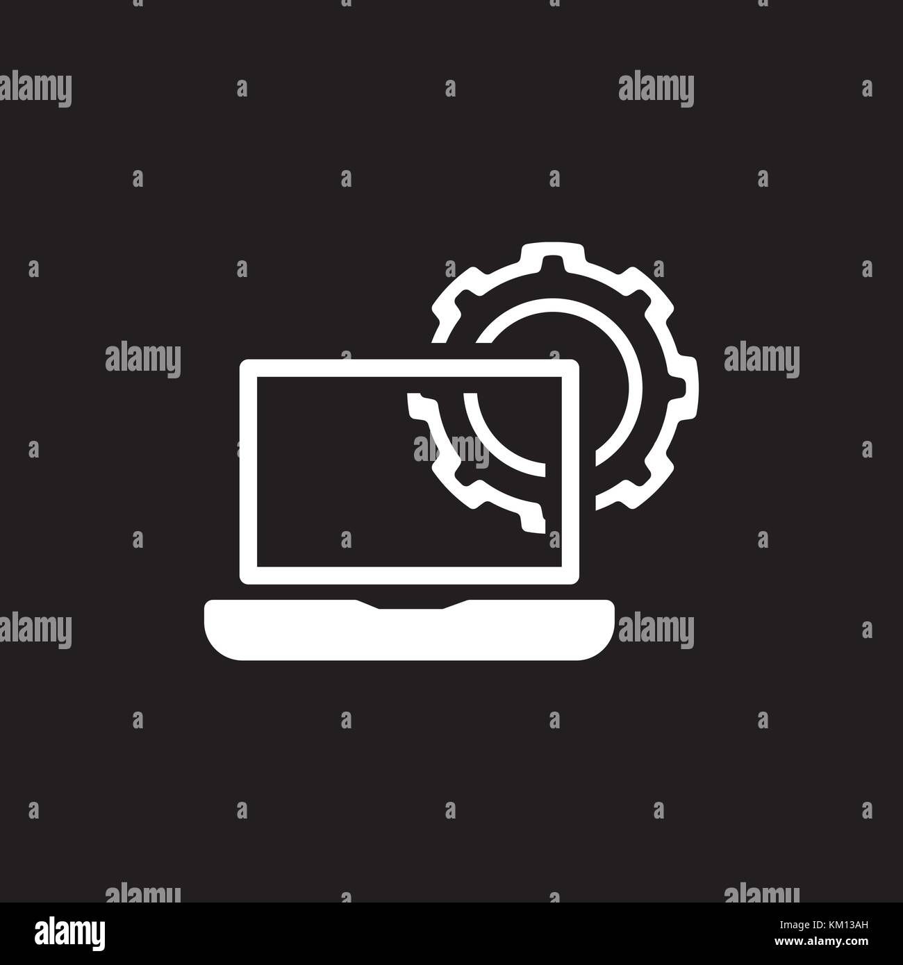 Computer Engineering Icon. Gear and Laptop. Development Symbol. Stock Vector