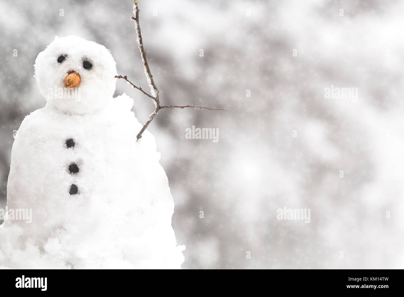 Snowman In Winter Scenery Merry Christmas Card Stock Photo Alamy