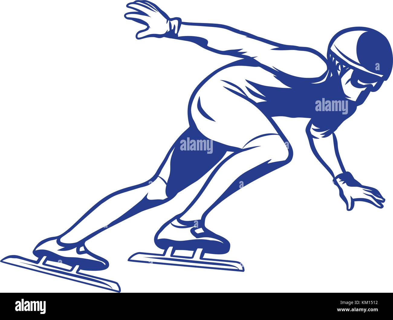 silhouette skater on the ice, Speed skating Stock Vector