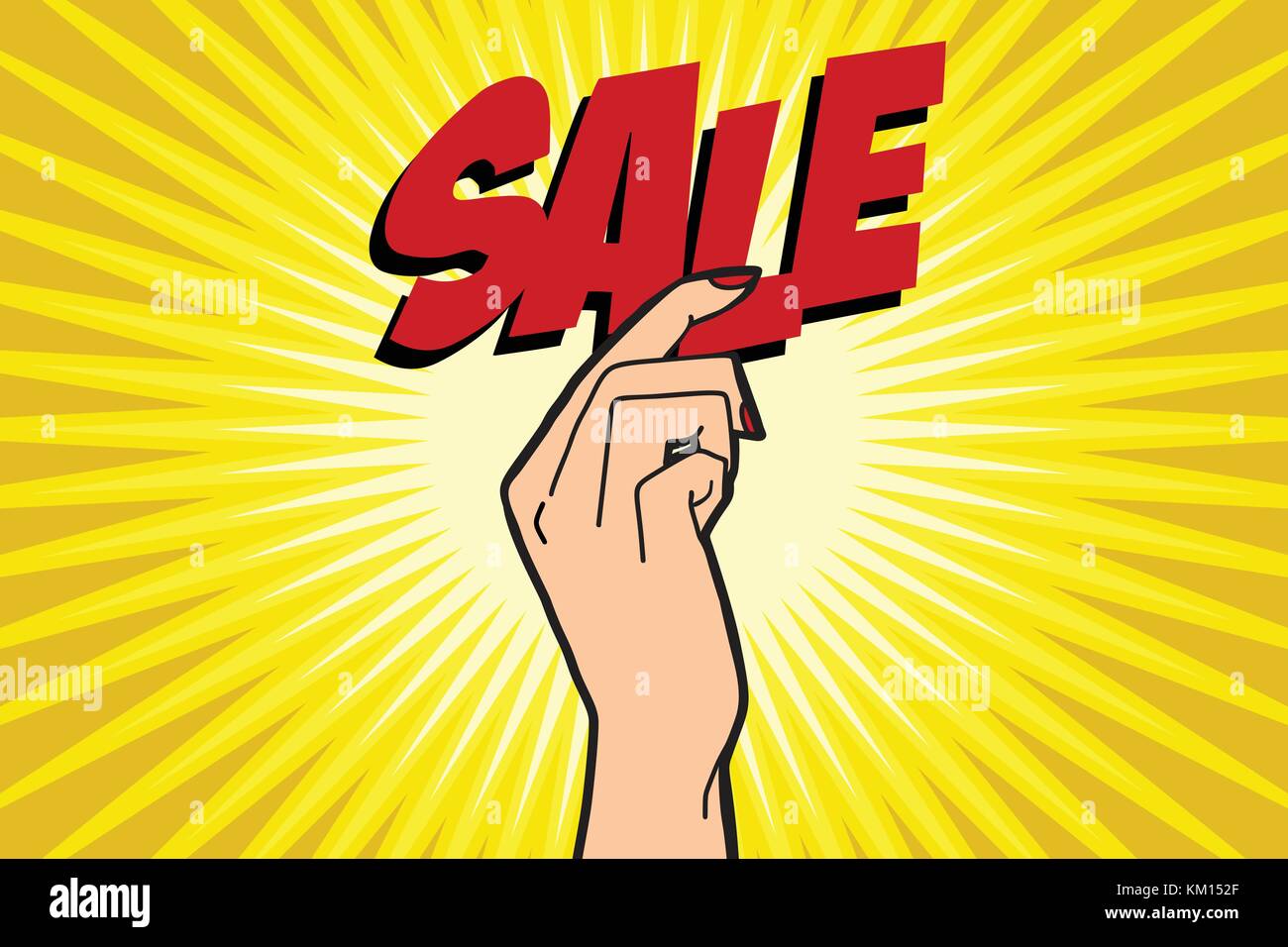 Sale female hand Stock Vector