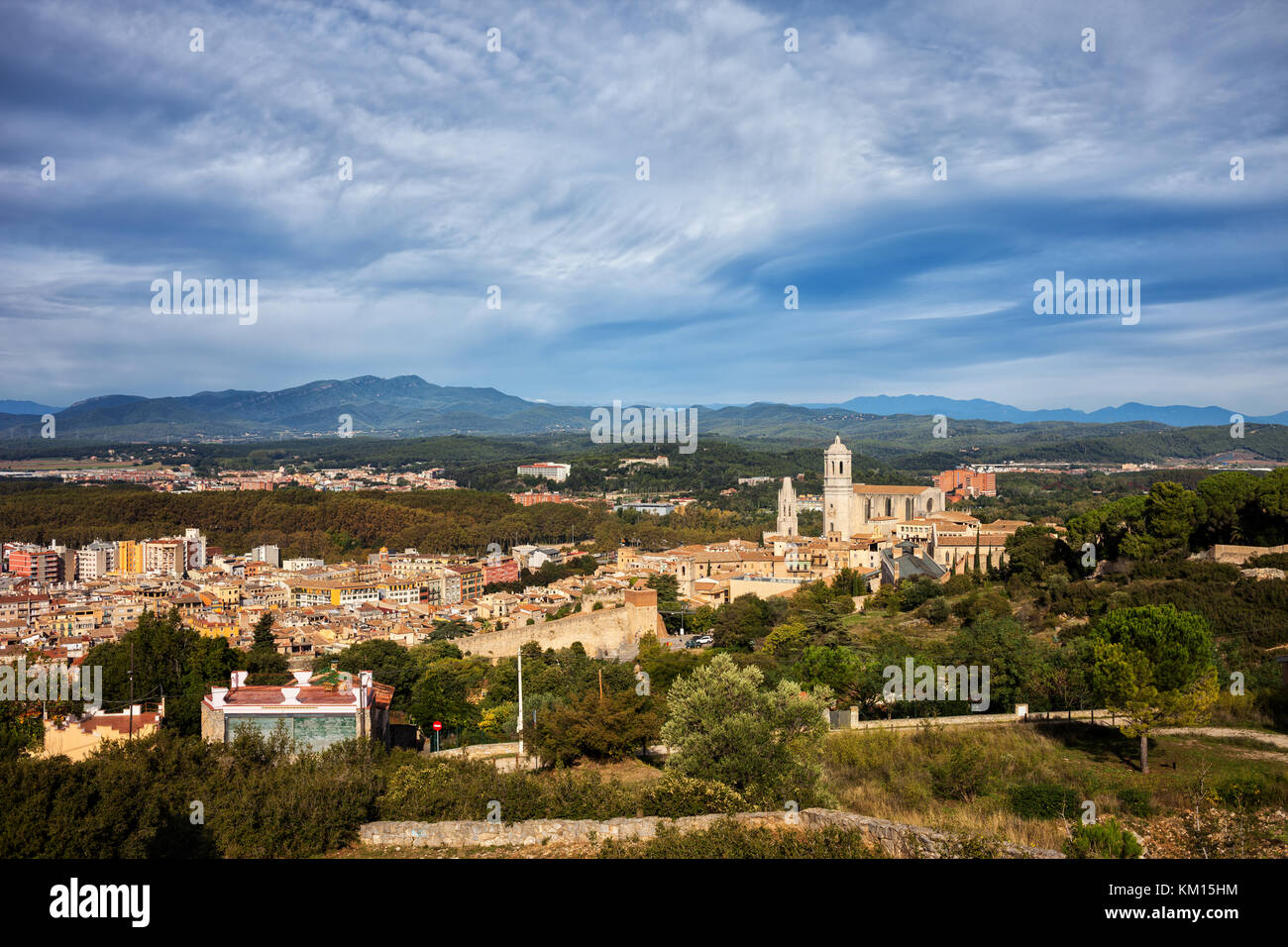 Girona city and province picturesque landscape in Catalonia region, Spain Stock Photo