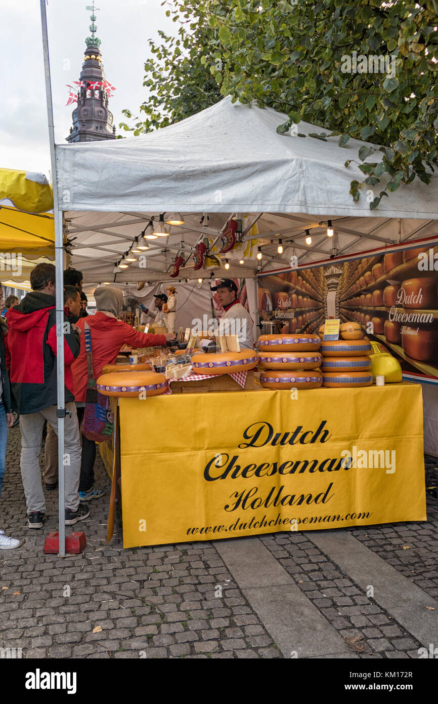 Market stall in Copenhagen selling Dutch cheese Stock Photo Alamy