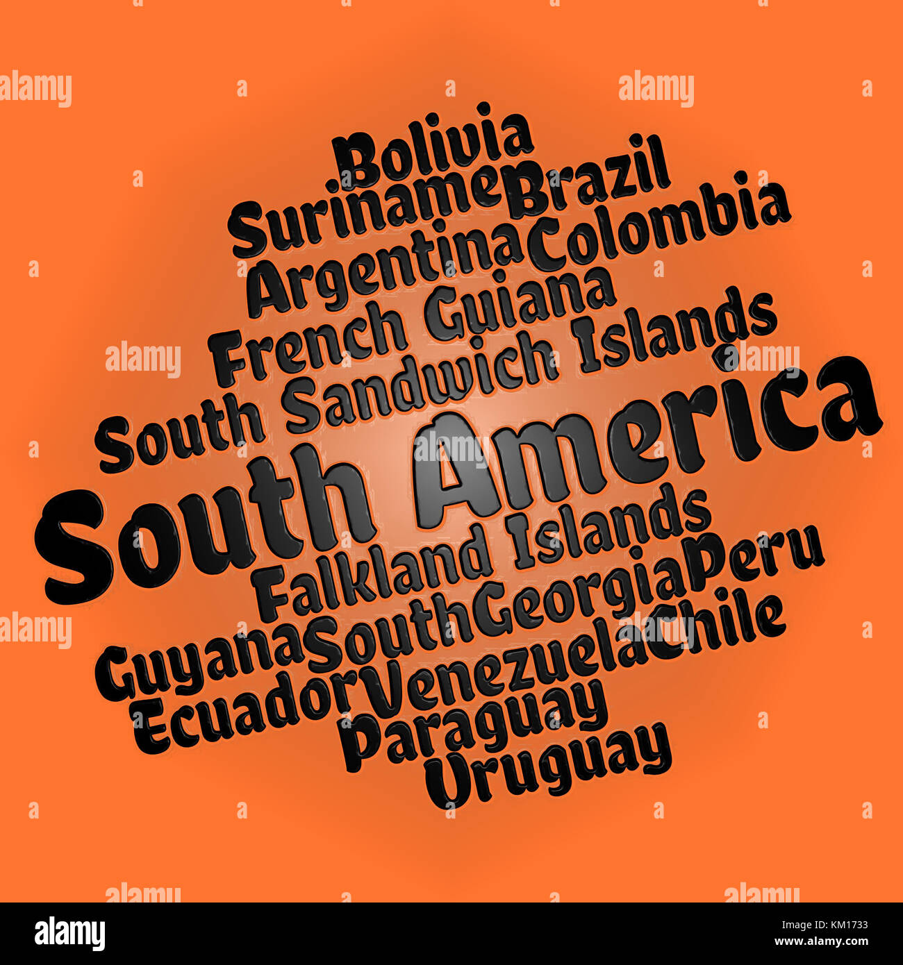 South American countries word cloud Stock Photo