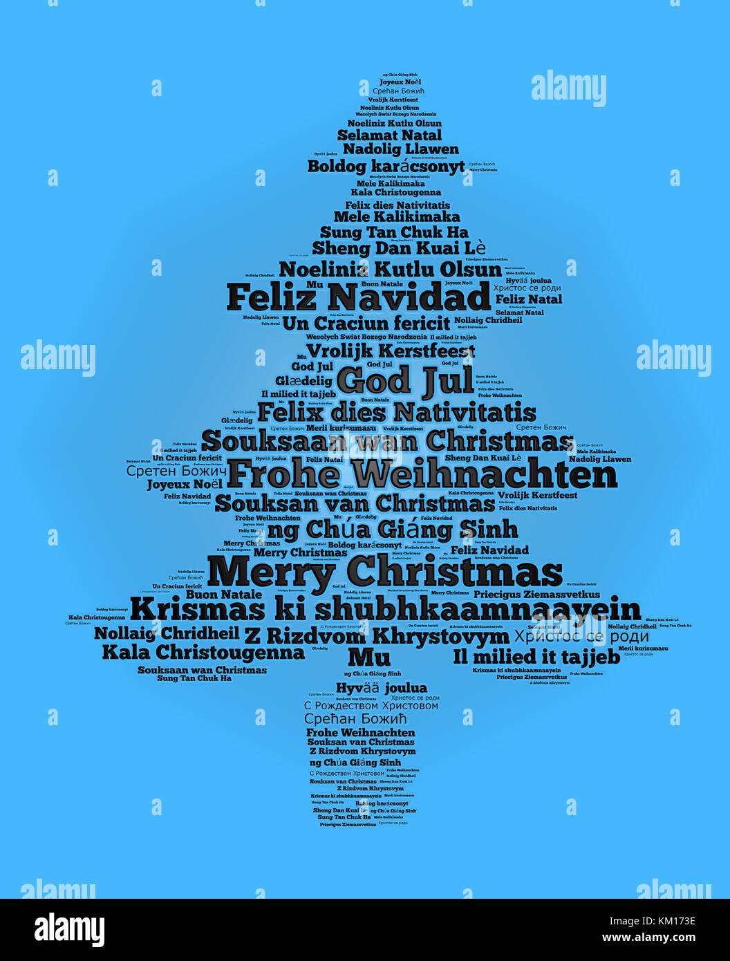 Merry Christmas in different languages in word cloud concept Stock Photo