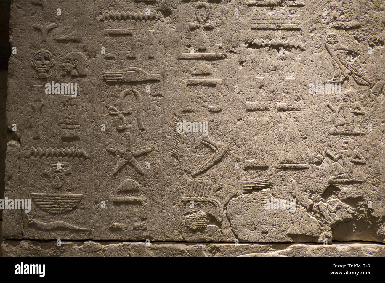 Egyptian hieroglyphics on a wall Stock Photo