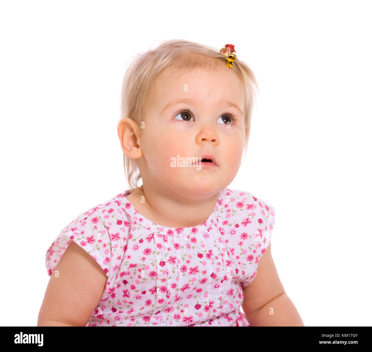 Portrait of cute little girl isolated on white Stock Photo - Alamy