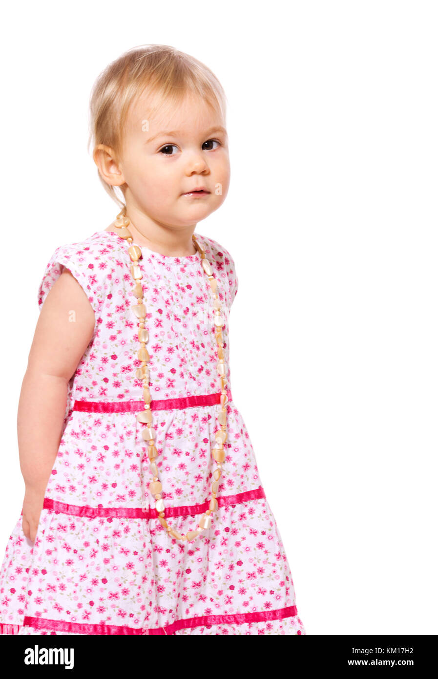 Portrait of cute little girl isolated on white Stock Photo - Alamy