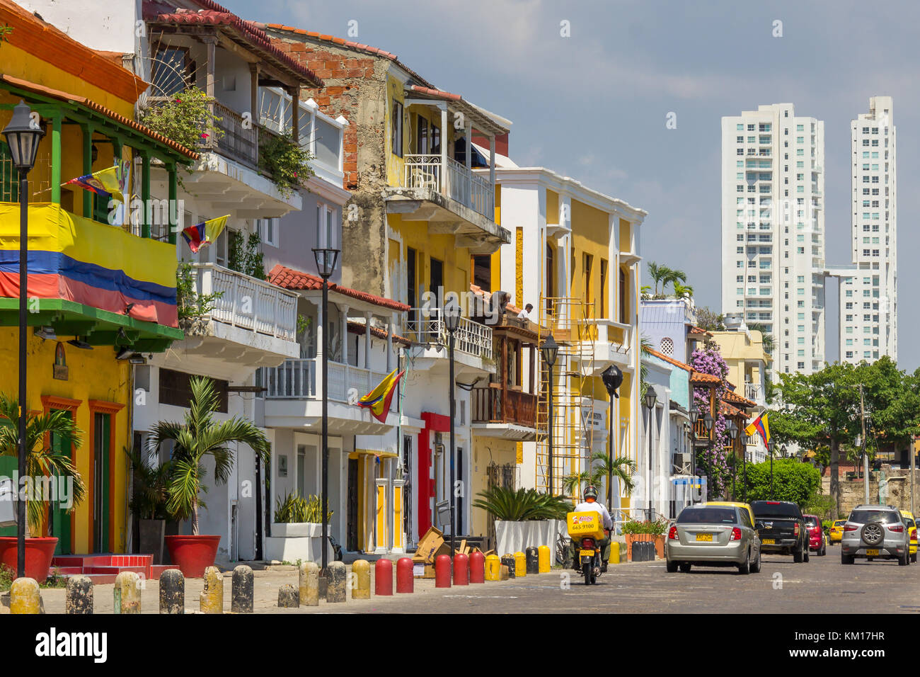 Colorful houses in the Getsemaní neighborhood | Cartagena de Indias | Colombia Stock Photo