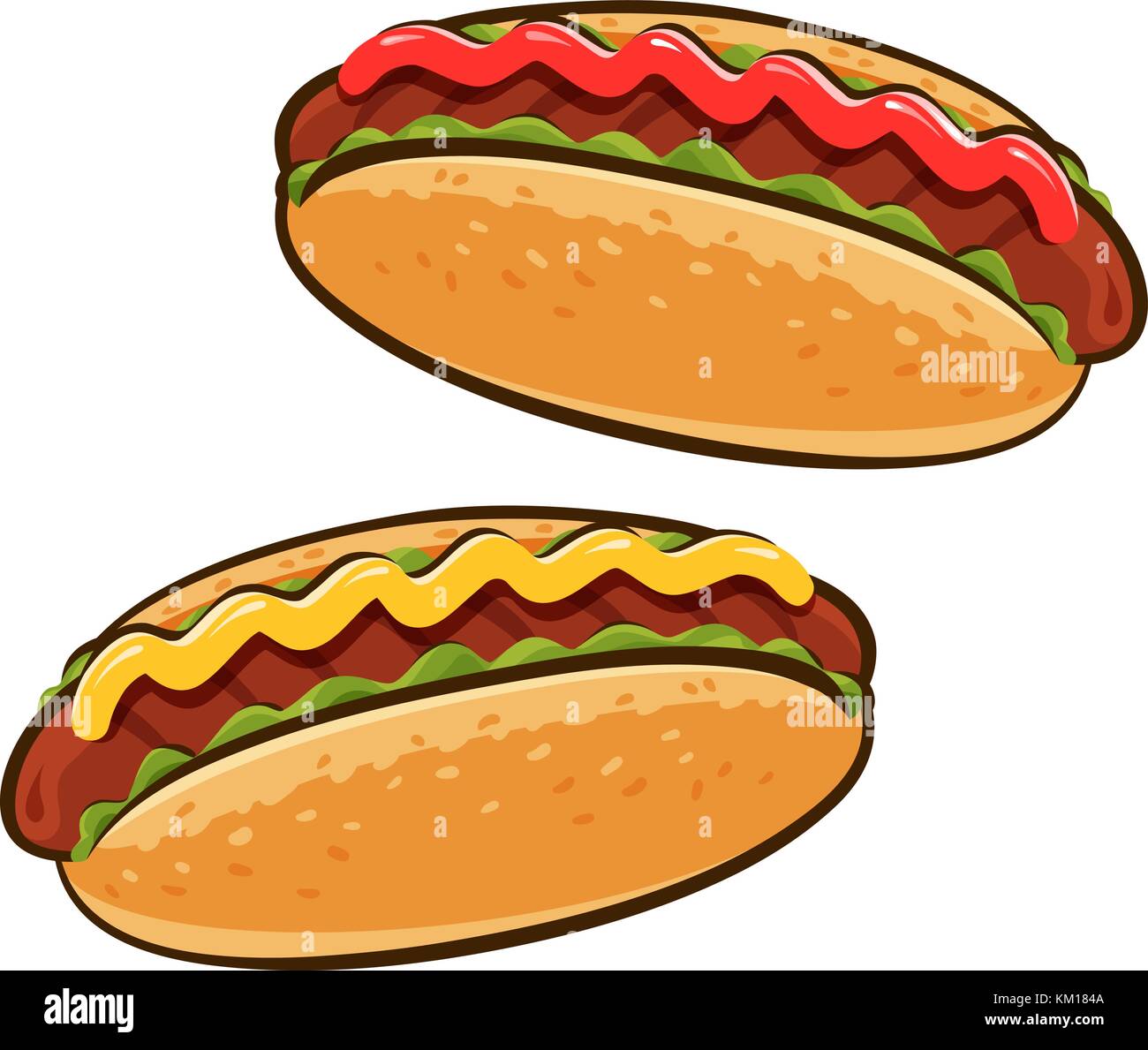 Hot dogs. American food, sandwich concept. Cartoon vector illustration Stock Vector
