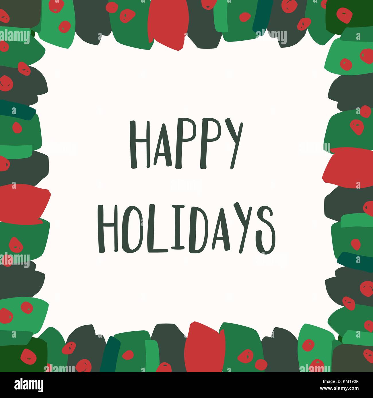 Christmas greeting card template with green and red brushstrokes With Regard To Happy Holidays Card Template