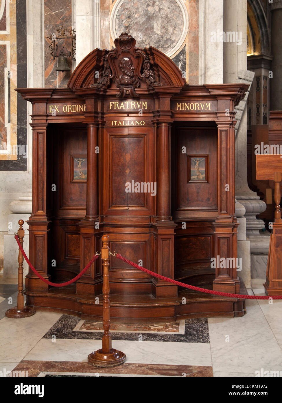 Confession Box in St. Peter's Basilica at the Vatican City, Rome, Italy Stock Photo