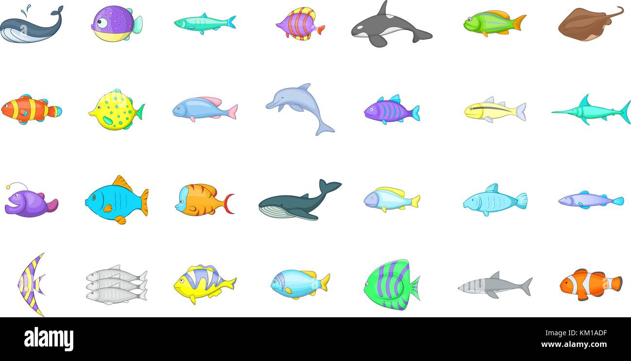 Fish icon set, cartoon style Stock Vector Image & Art - Alamy