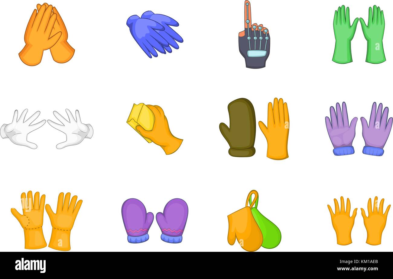 Gloves icon set, cartoon style Stock Vector Image & Art Alamy