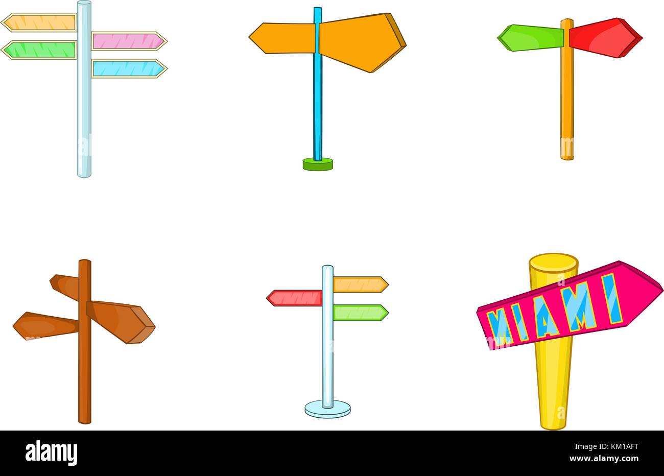 Direction pillar icon set, cartoon style Stock Vector Image & Art - Alamy