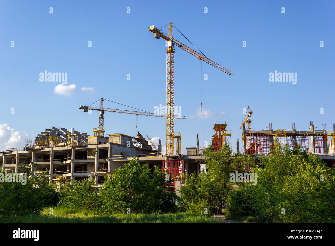 Construction site with crane and building Stock Photo