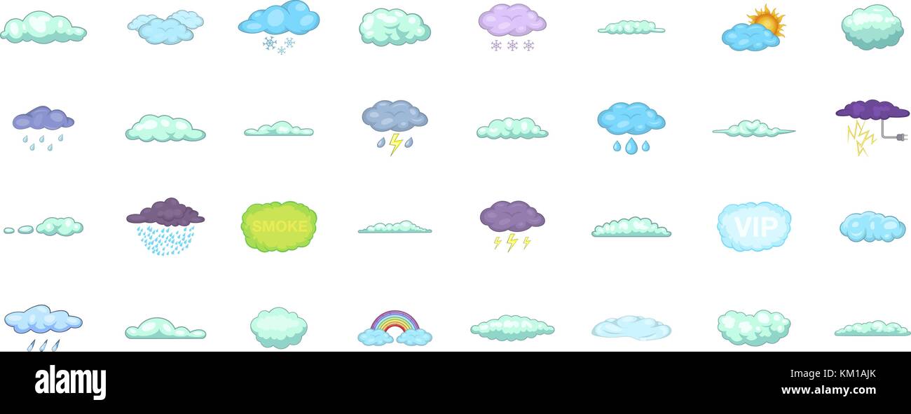 Clouds icon set, cartoon style Stock Vector Image & Art - Alamy