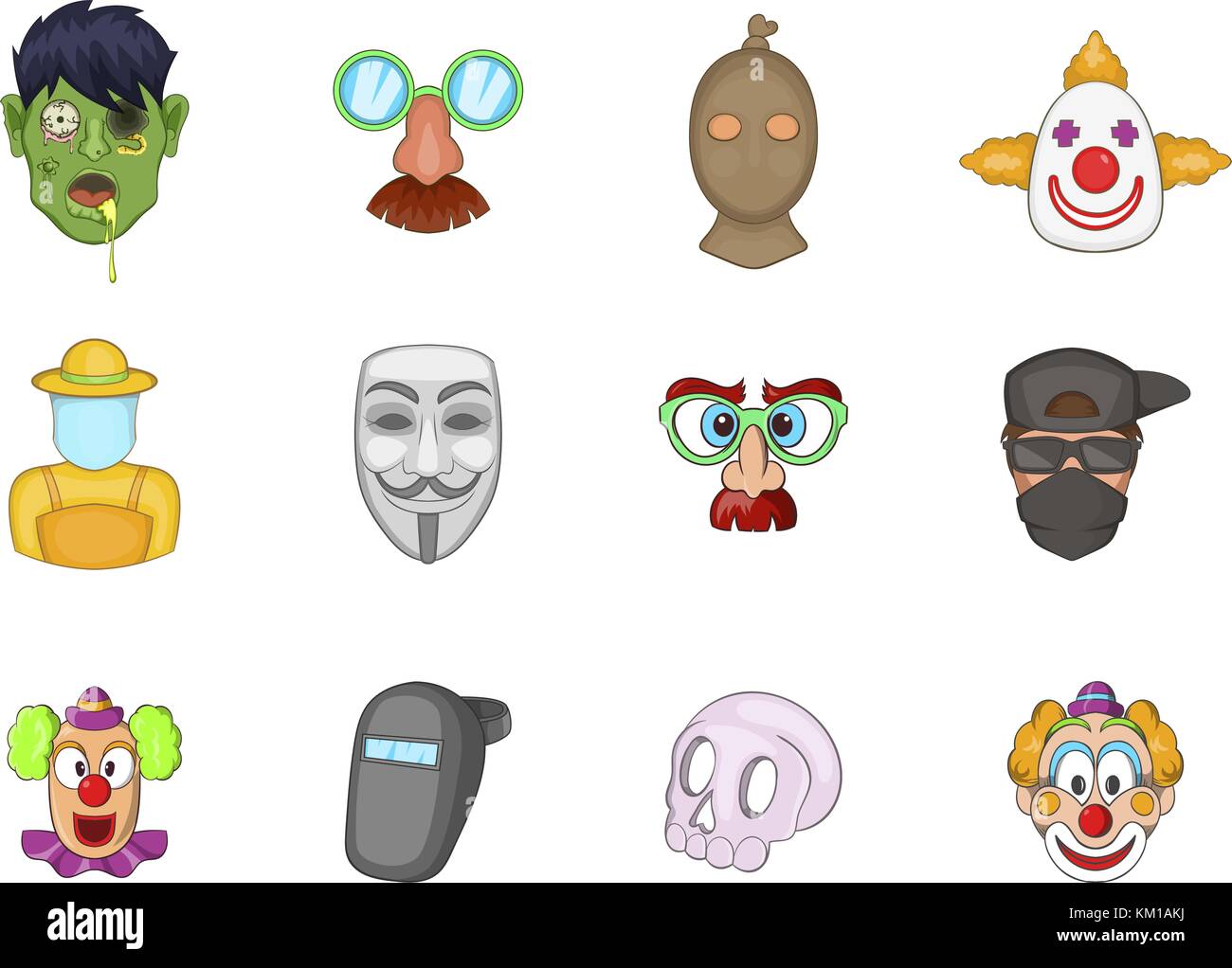 Mask icon set, cartoon style Stock Vector Image & Art Alamy