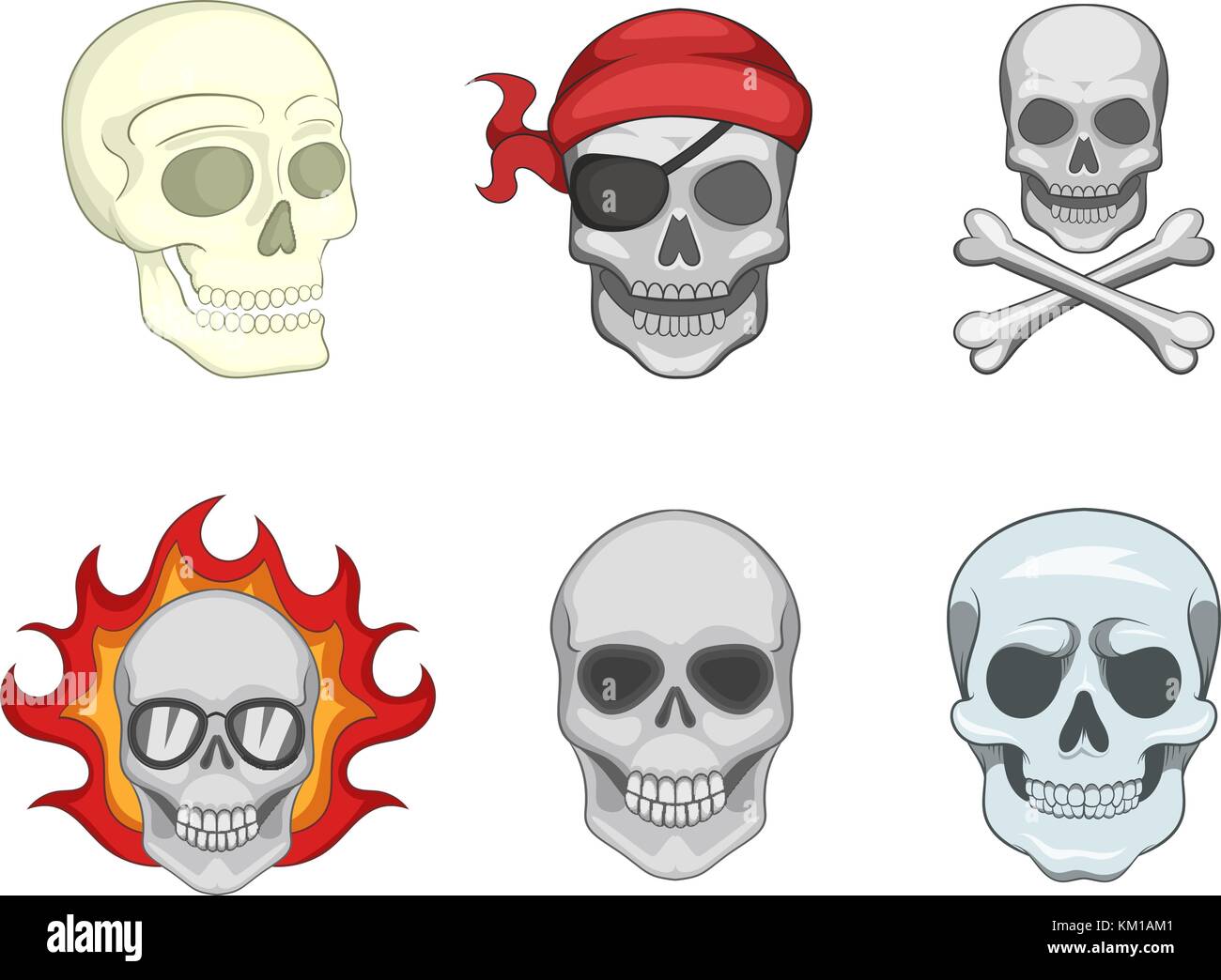 Skull icon set, cartoon style Stock Vector Image & Art - Alamy