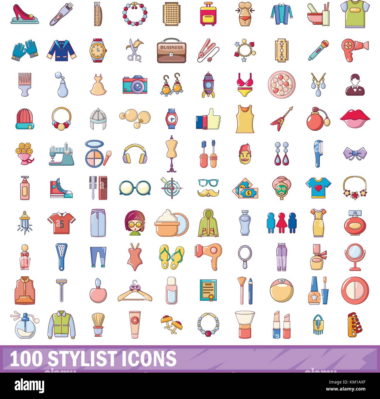 100 stylist icons set, cartoon style Stock Vector Image & Art - Alamy