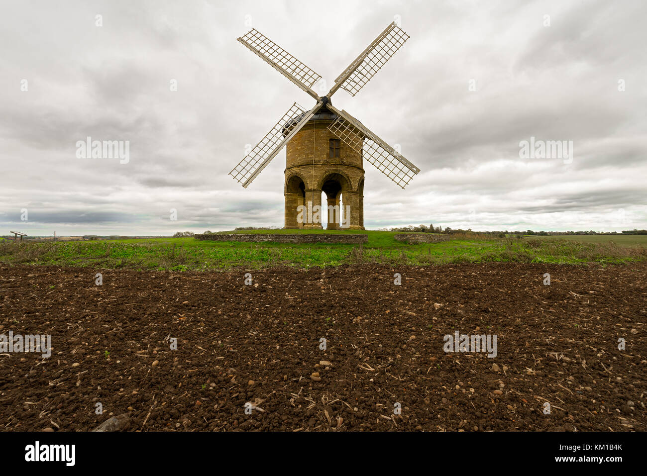 The 17th Century Chesterton Windmill on top of the hill near Chesterton, Warwickshire. Stock Photo