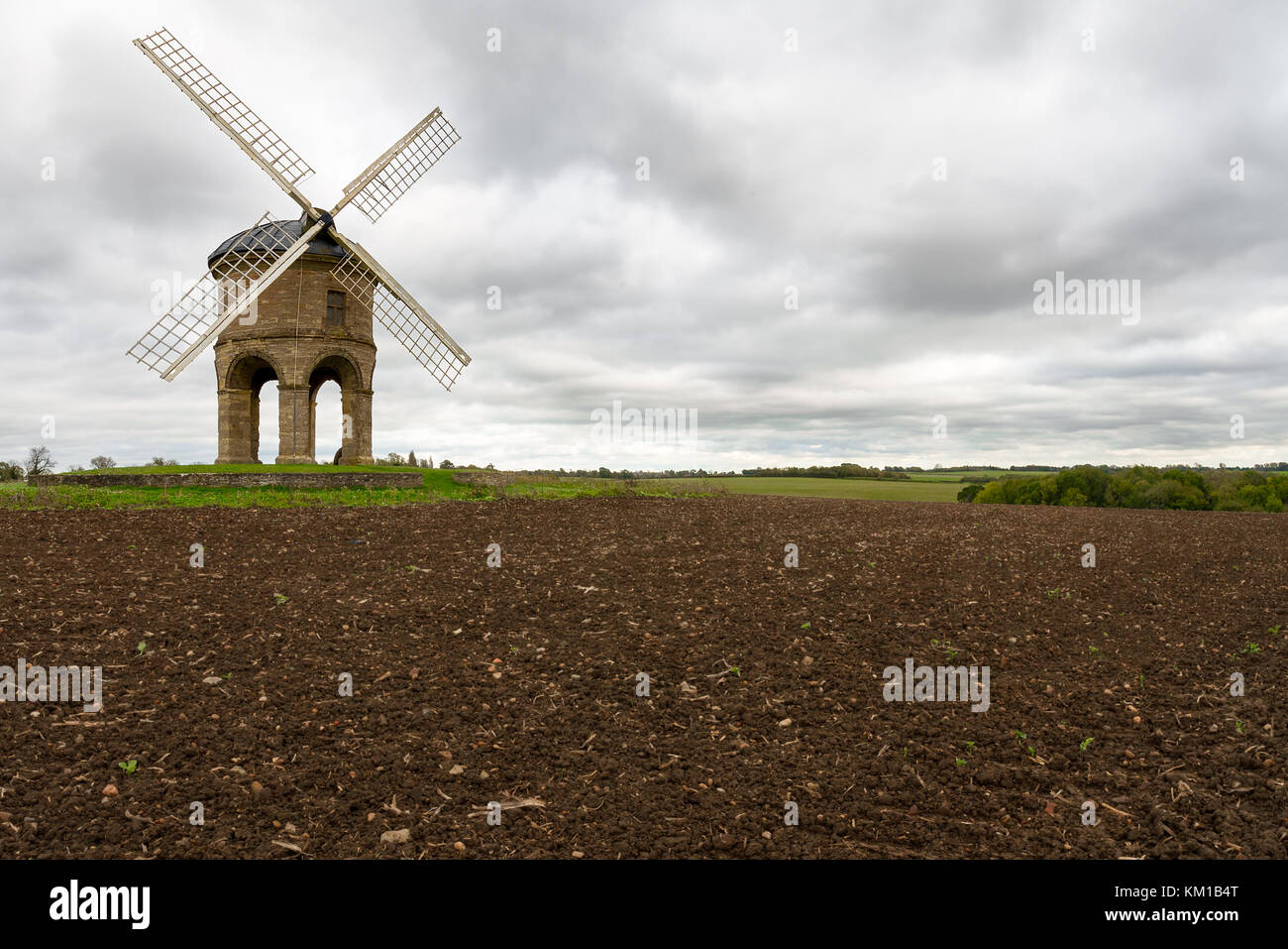 The 17th Century Chesterton Windmill on top of the hill near Chesterton, Warwickshire. Stock Photo