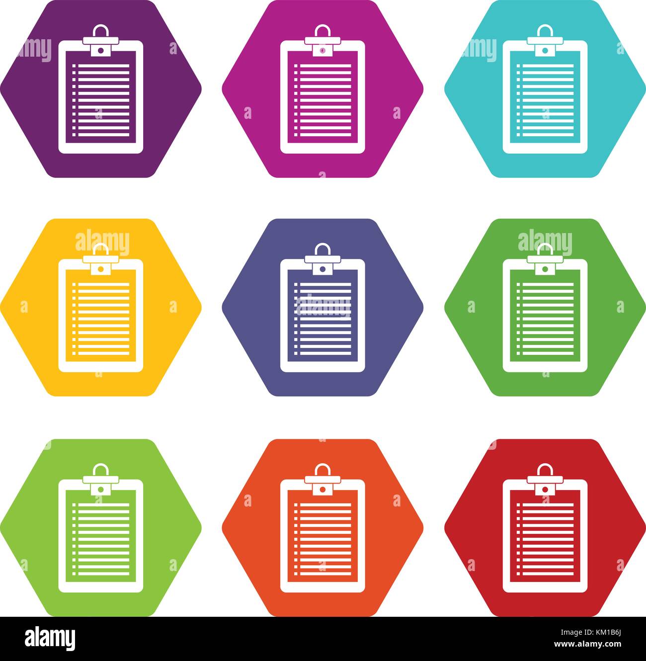 Clipboard with check list icon set color hexahedron Stock Vector Image ...