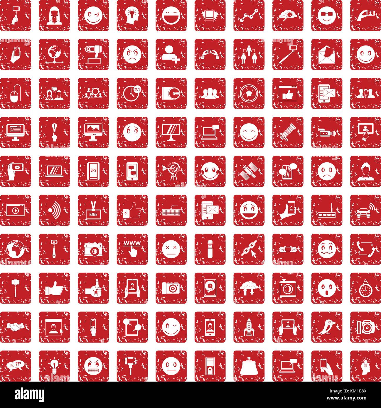 100 social media icons set grunge red Stock Vector Image & Art - Alamy