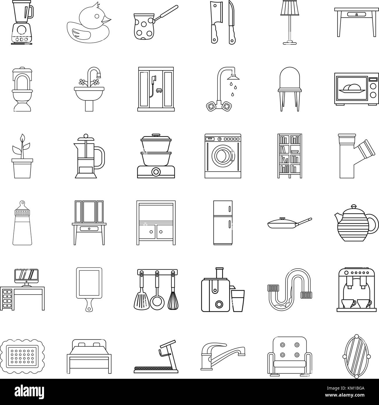 Interior icons set, outline style Stock Vector Image & Art - Alamy