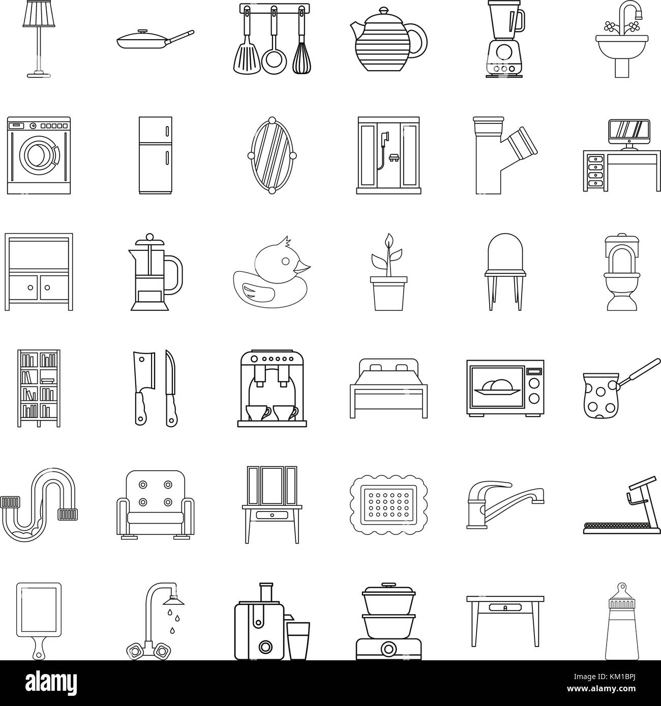 Furniture icons set, outline style Stock Vector Image & Art - Alamy