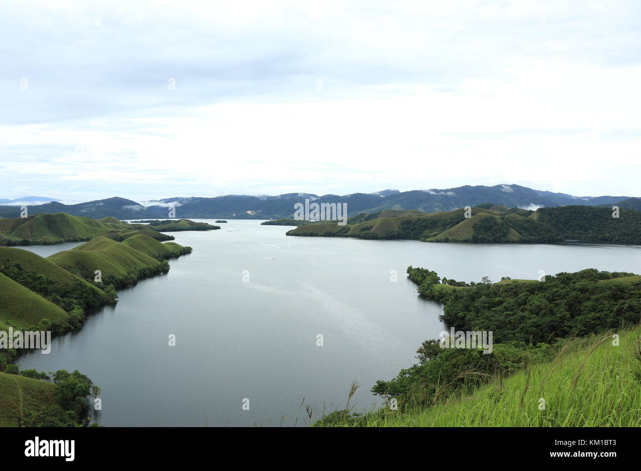 View of Lake Sentani from Teletubbies Hill Stock Photo