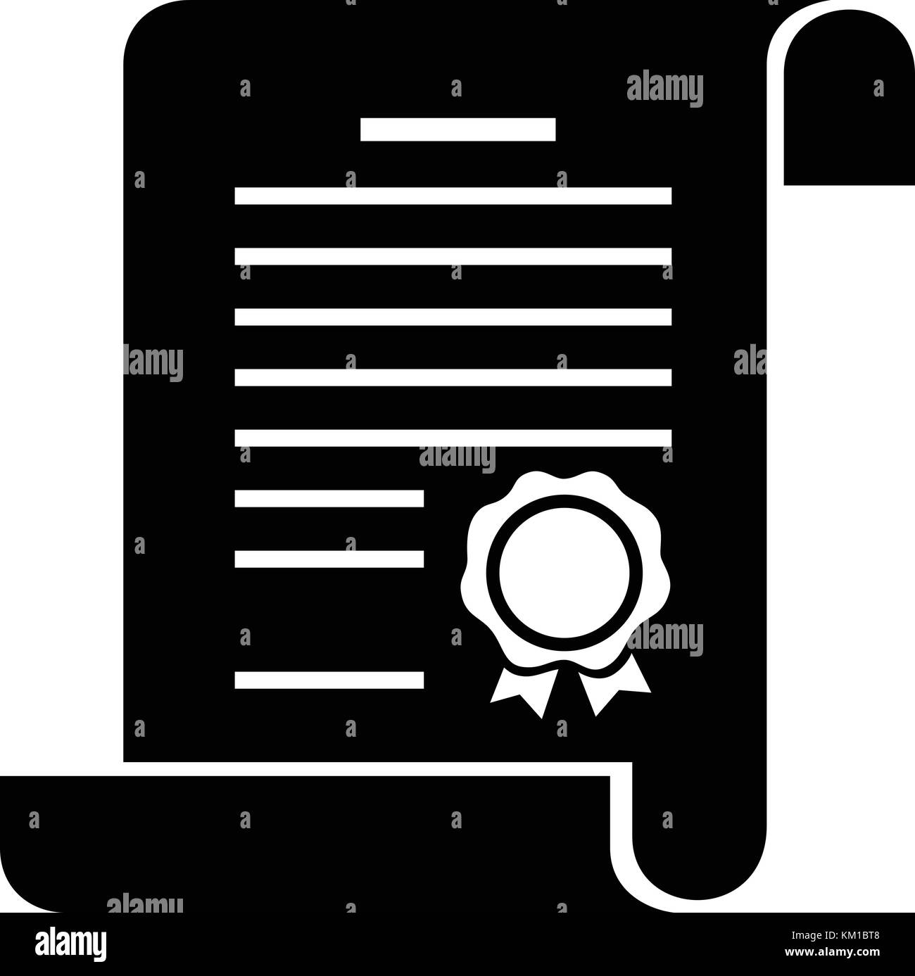 Certificate icon, simple black style Stock Vector