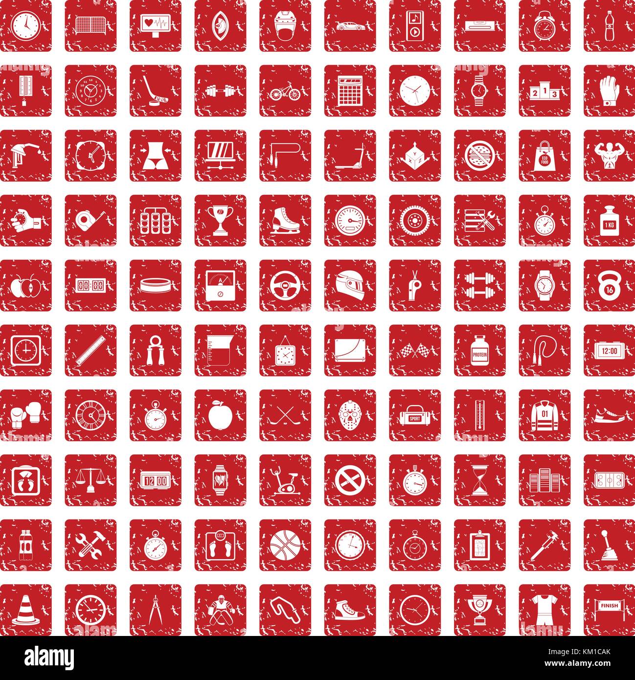 100 stopwatch icons set grunge red Stock Vector Image & Art - Alamy