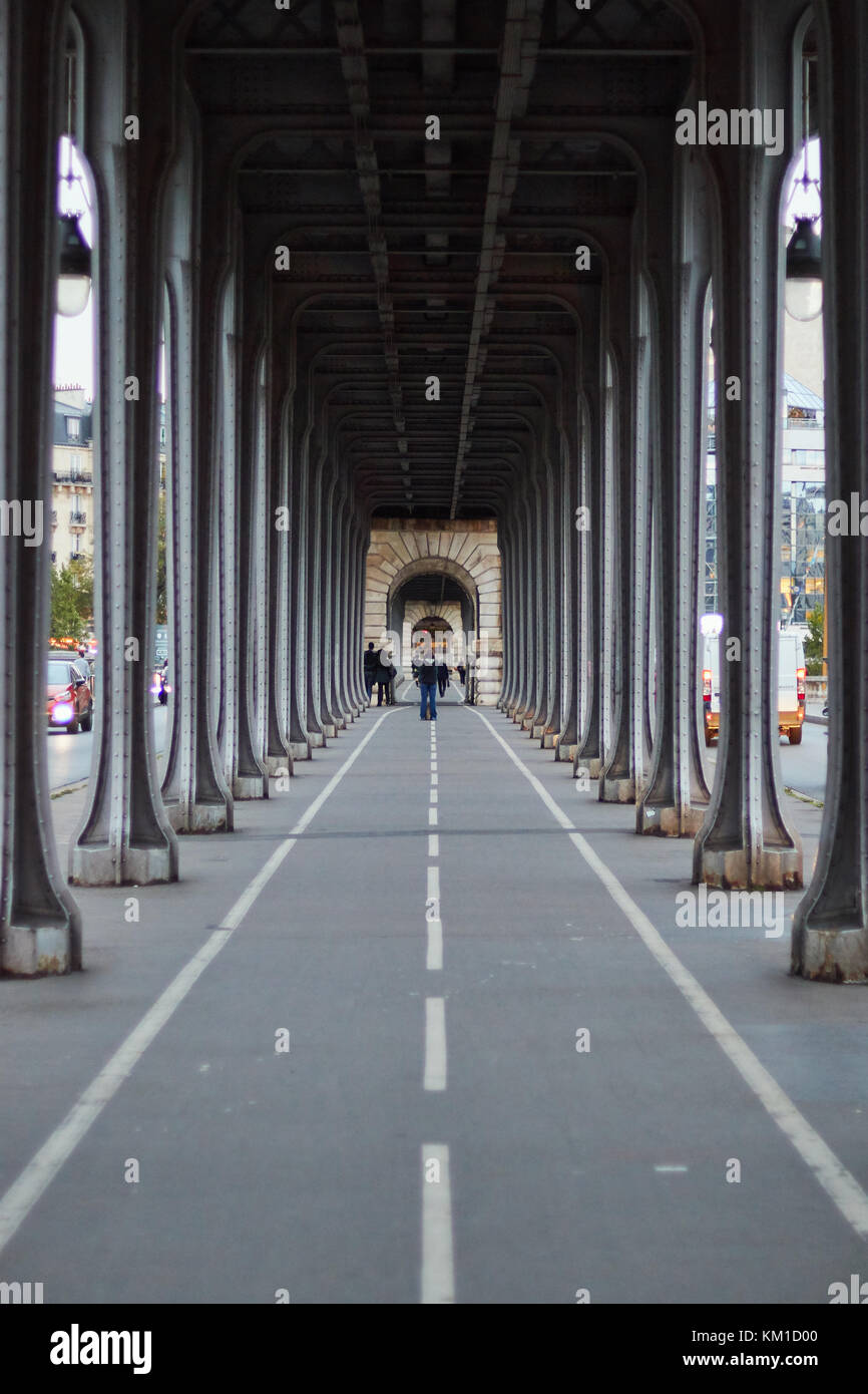 View on pillar on Bir Hakeim Bridge, Paris, France. Stock Photo