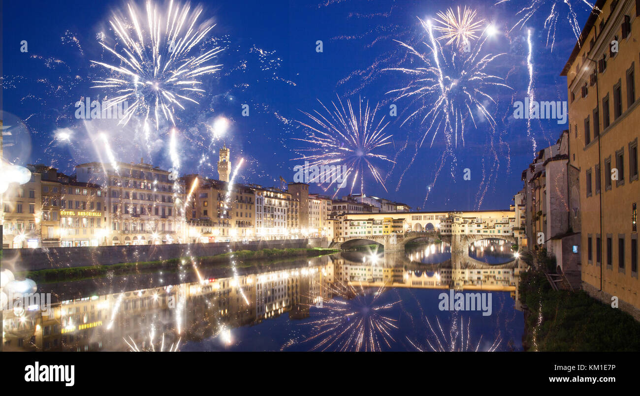 celebrating New year's eve in Florence, Italy explosive fireworks