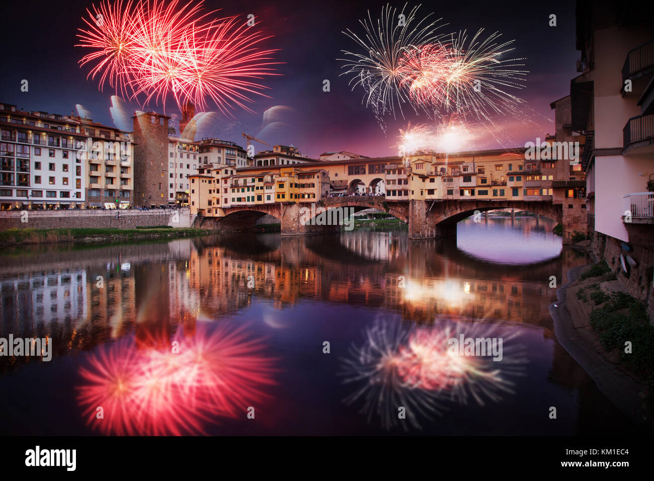 celebrating New year's eve in Florence, Italy explosive fireworks