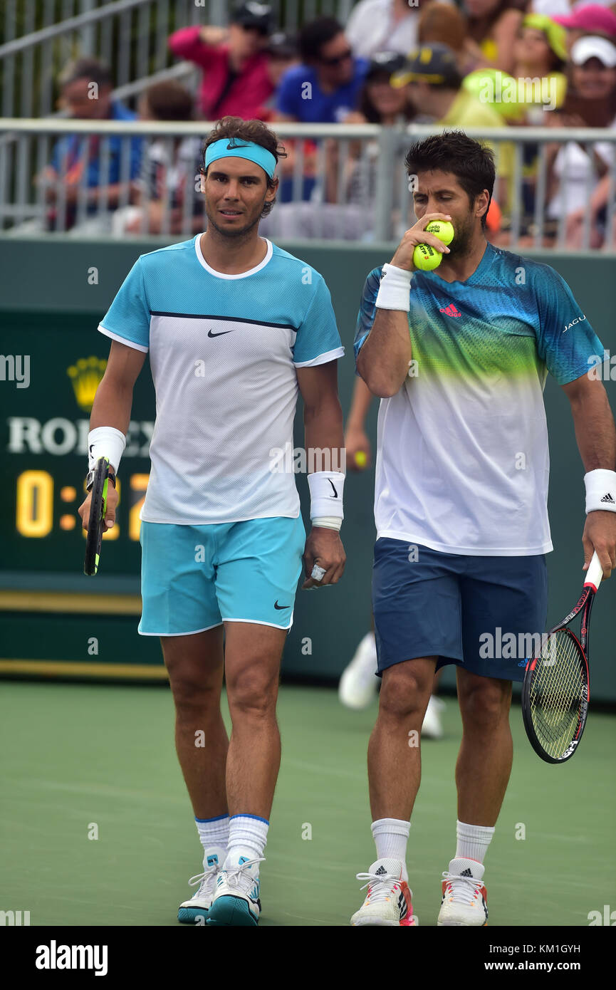 KEY BISCAYNE, FL - MARCH 24: Fernando Verdasco and Rafael Nadal of Spain  defeat Simone Bolelli and Andreas Seppi of Italy during the Miami Open  presented by Itau at Crandon Park Tennis