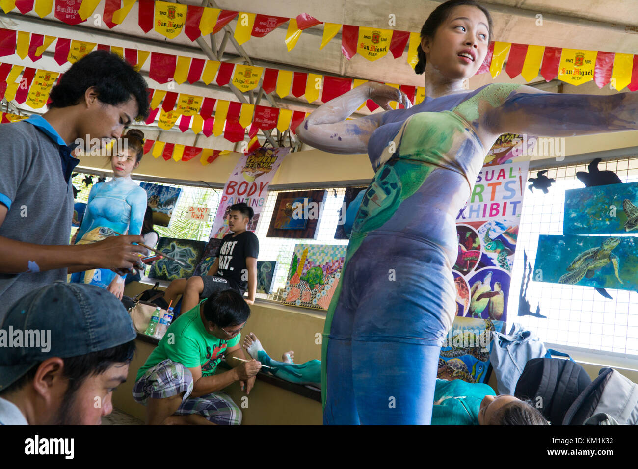 Body painting Participants in Pawikan Festival 2017 ,Morong,Bataan,Philippines Stock Photo