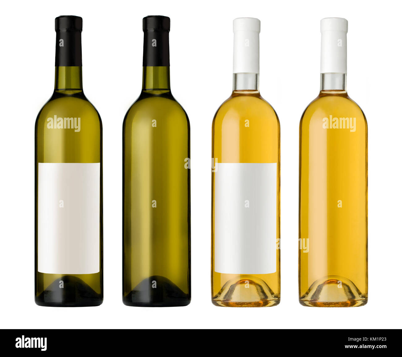 White wine bottle in clear glass bottle with blank label and no label on  white background Stock Photo - Alamy