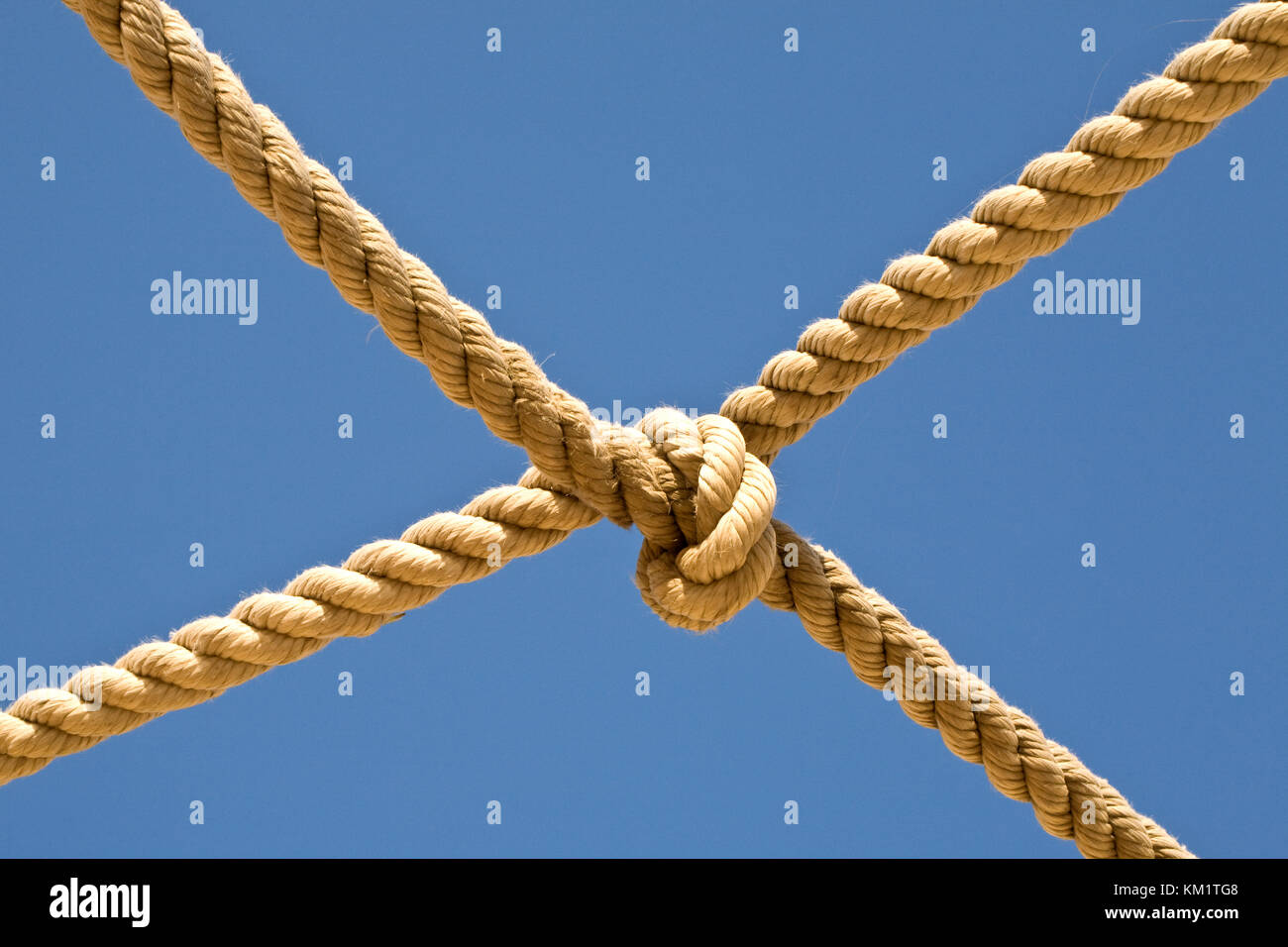 Old fishing boat rope against blue sky Stock Photo Alamy