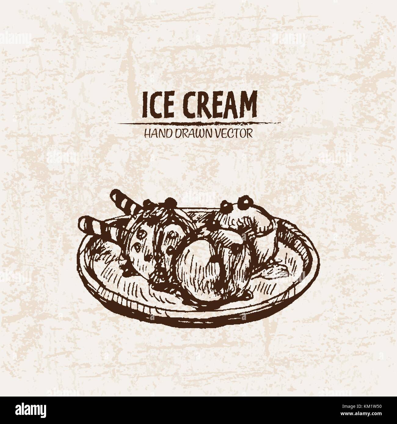 Digital vector detailed line art ornamented ice cream balls hand drawn ...