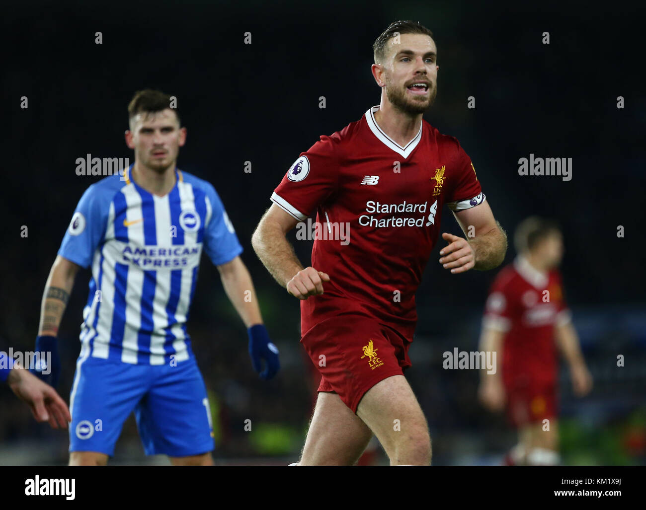 Jordan Henderson of Liverpool during the Premier League match between Brighton and Hove Albion and Liverpool at the American Express Community Stadium in Brighton and Hove. 02 Dec 2017 *** EDITORIAL USE ONLY *** FA Premier League and Football League images are subject to DataCo Licence see www.football-dataco.com Stock Photo