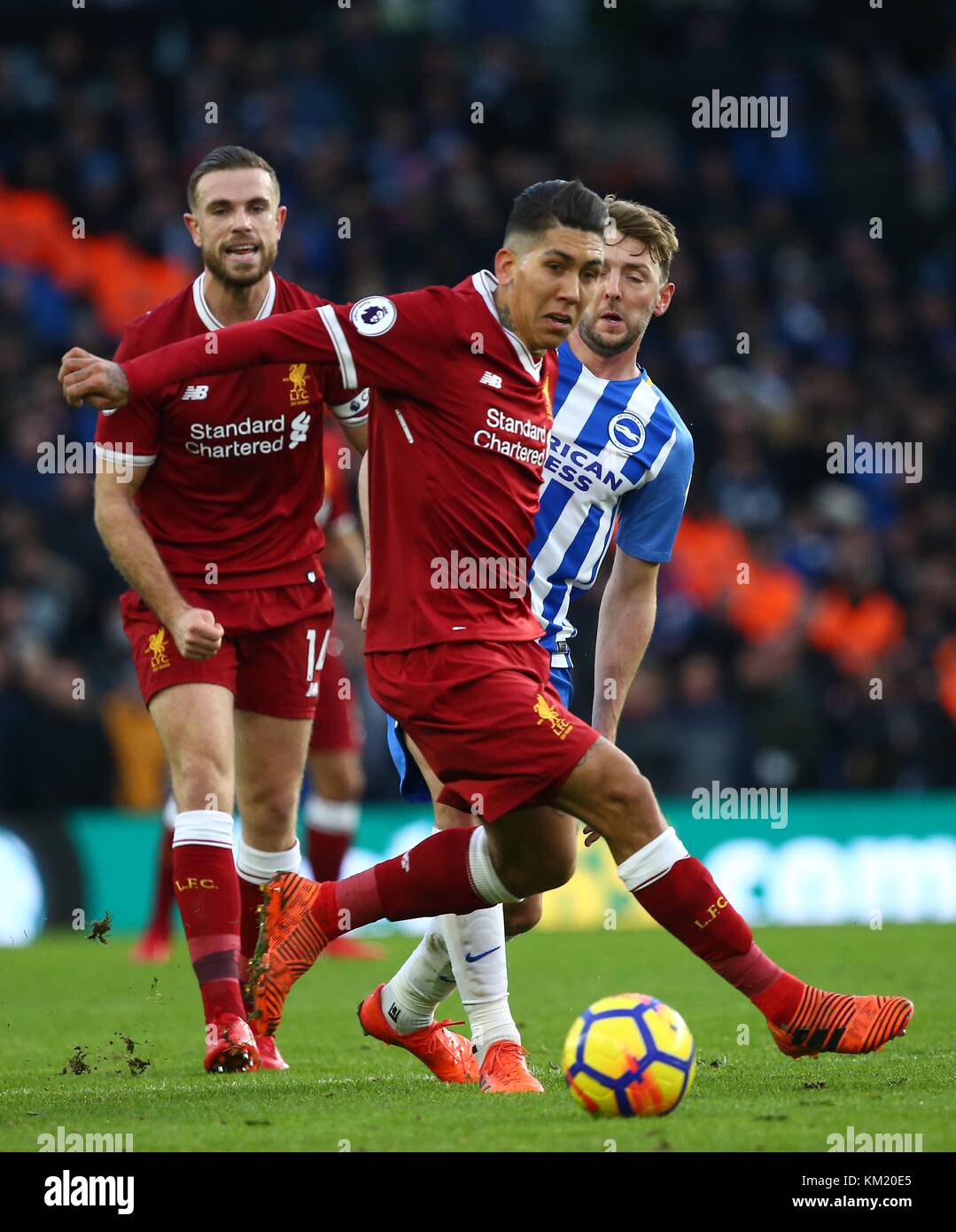 Roberto Firmino of Liverpool during the Premier League match between Brighton and Hove Albion and Liverpool at the American Express Community Stadium in Brighton and Hove. 02 Dec 2017 *** EDITORIAL USE ONLY *** FA Premier League and Football League images are subject to DataCo Licence see www.football-dataco.com Stock Photo