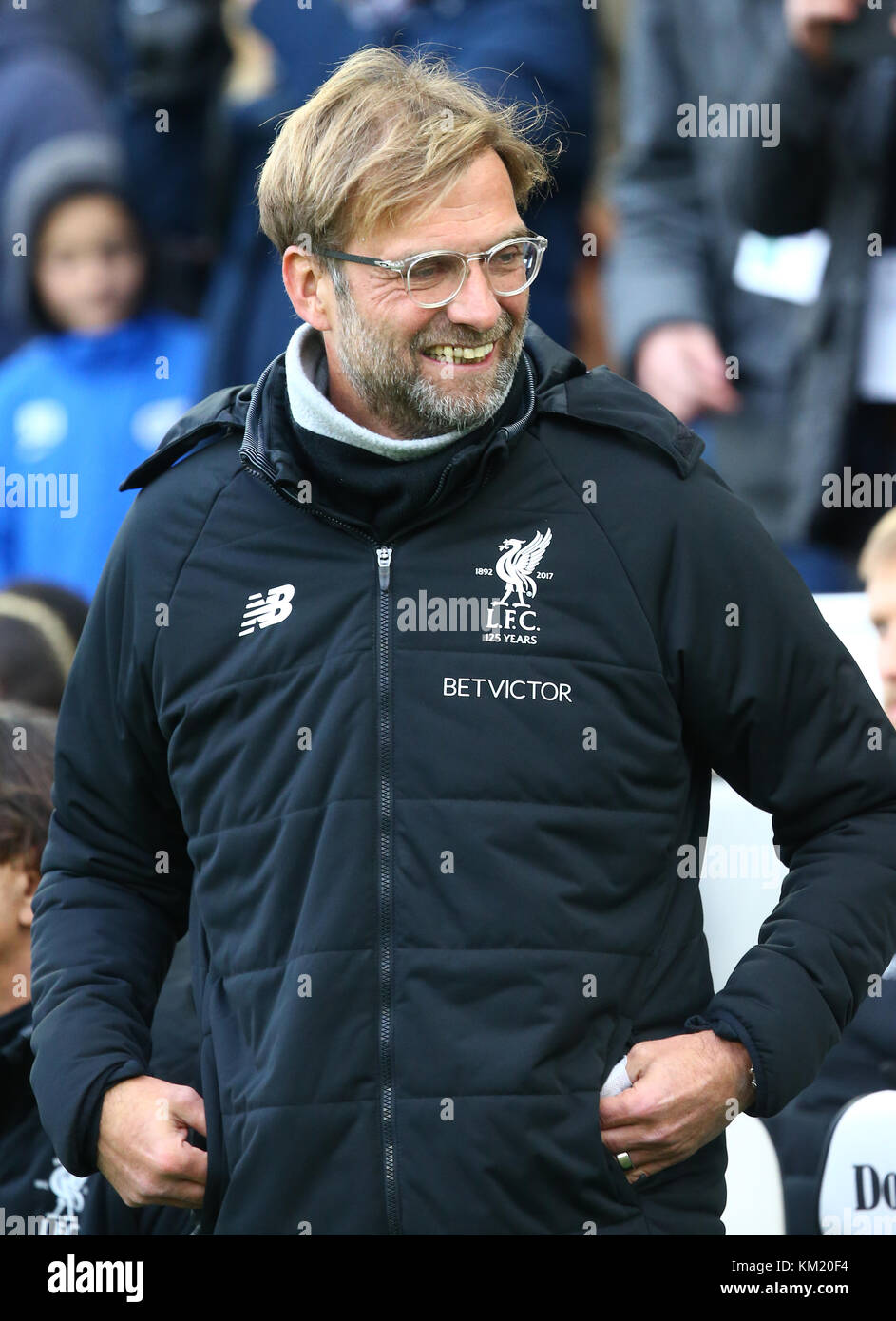 Liverpool manager Jurgen Klopp during the Premier League match between Brighton and Hove Albion and Liverpool at the American Express Community Stadium in Brighton and Hove. 02 Dec 2017 *** EDITORIAL USE ONLY *** FA Premier League and Football League images are subject to DataCo Licence see www.football-dataco.com Stock Photo
